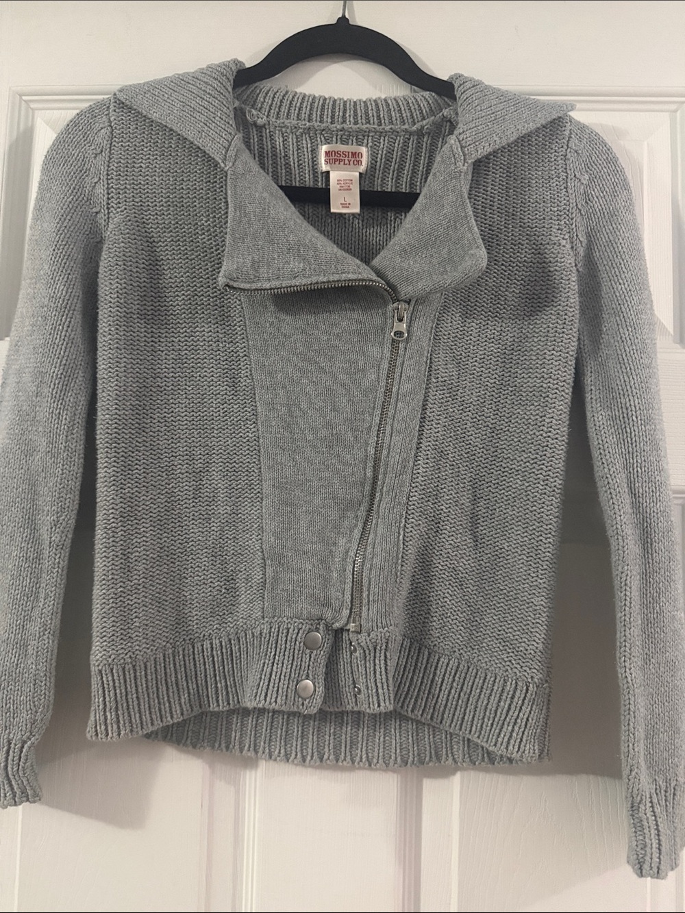Mossimo Supply Co. Light Gray Hooded Zip Cardigan/Jacket